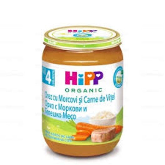 БИО ПЮРЕ "Hipp " 190г /6143 телешко,морков и ориз/